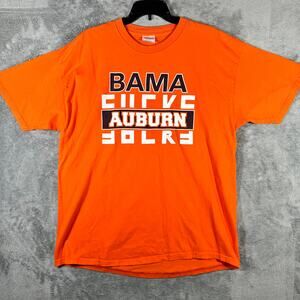 VINTAGE Auburn Iron Bowl Shirt Men's XL 2003 Orange Graphic Logo Hanes